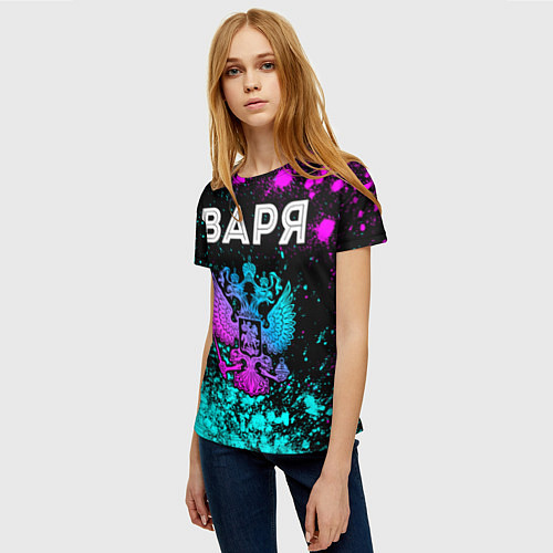 Женская футболка Варя Россия / 3D-принт – фото 3
