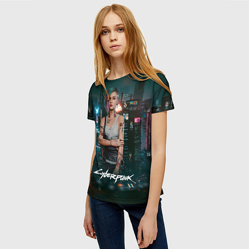Женская футболка Джуди Cyberpunk 2077 / 3D-принт – фото 3