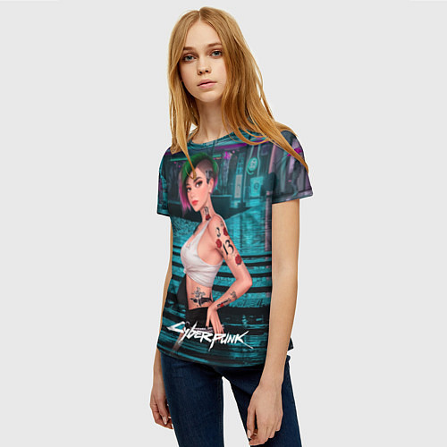 Женская футболка Judy Cyberpunk2077 art / 3D-принт – фото 3