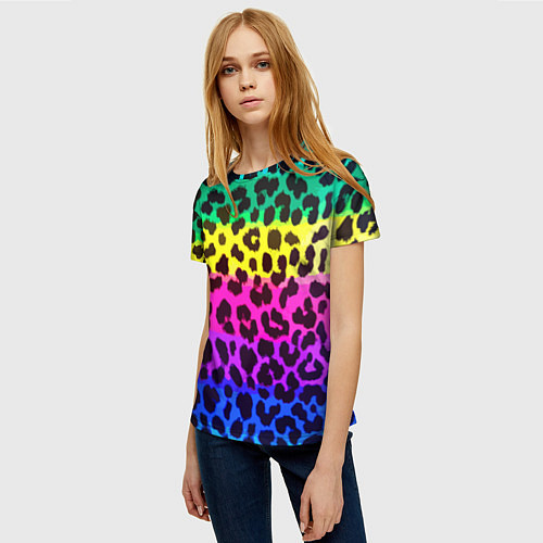 Женская футболка Leopard Pattern Neon / 3D-принт – фото 3