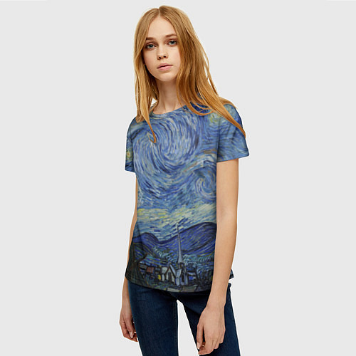 Женская футболка Звездная ночь Ван Гога / 3D-принт – фото 3