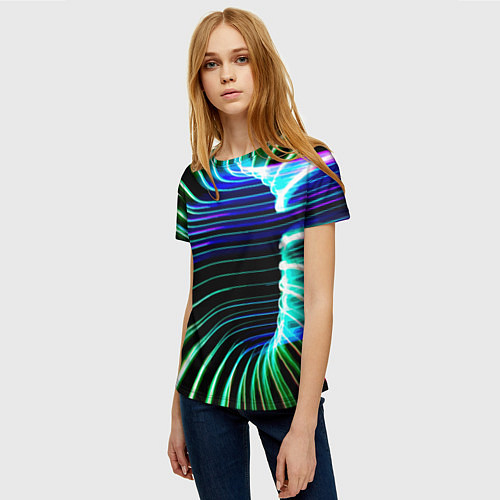 Женская футболка Portal Fashion pattern Neon / 3D-принт – фото 3