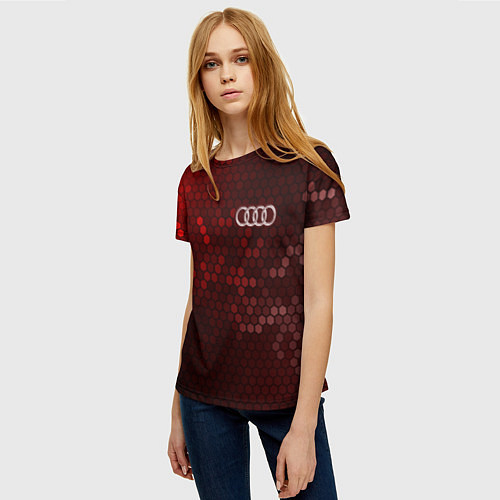 Женская футболка AUDI Соты / 3D-принт – фото 3