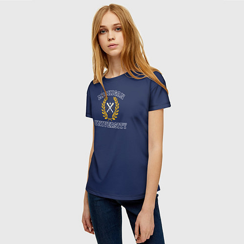 Женская футболка Michigan University, дизайн в стиле американского / 3D-принт – фото 3