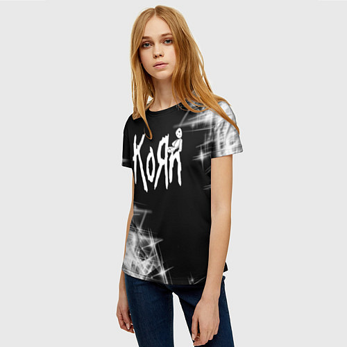 Женская футболка Korn КоРн / 3D-принт – фото 3