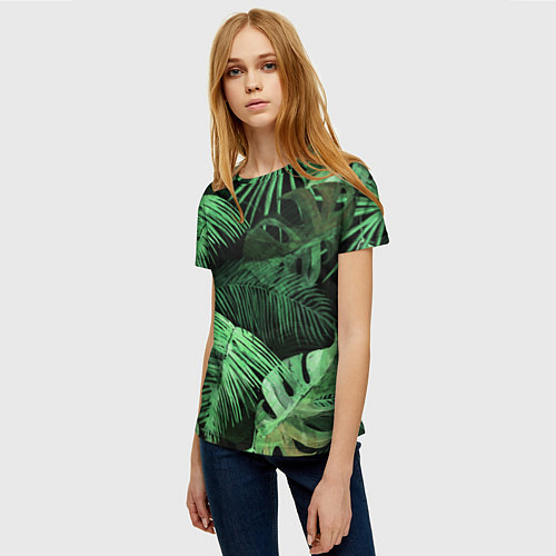 Женская футболка Цветы Тропические / 3D-принт – фото 3