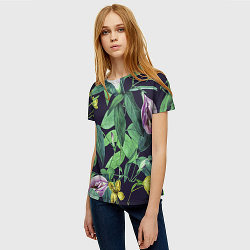 Женская футболка Цветы Ботанические / 3D-принт – фото 3