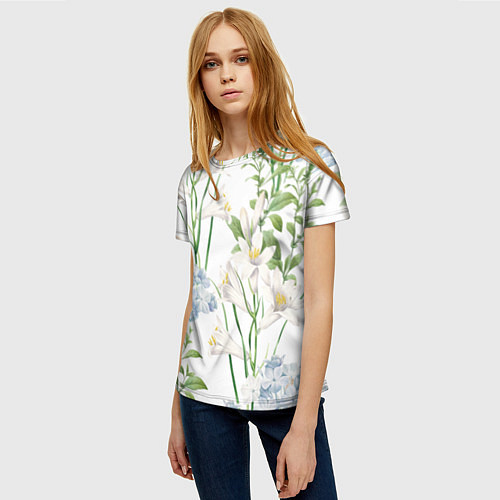 Женская футболка Цветы Утонченные и Яркие / 3D-принт – фото 3