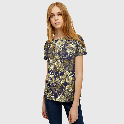 Женская футболка Узоры и листья / 3D-принт – фото 3