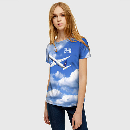 Женская футболка Самолет Ту-214 / 3D-принт – фото 3