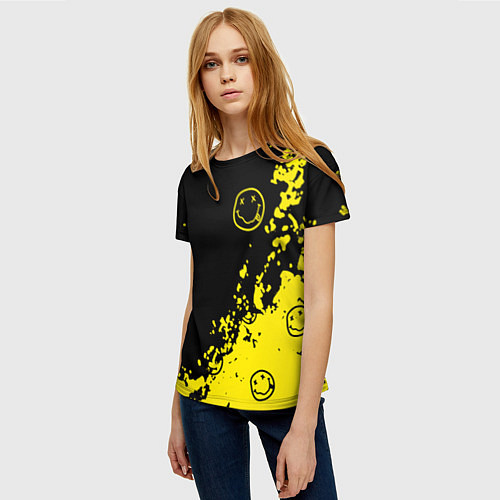 Женская футболка Nirvana смайл / 3D-принт – фото 3