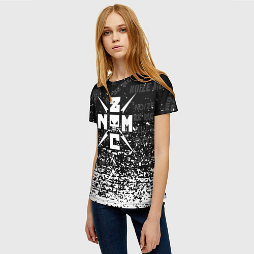 Женская футболка Noize mc брызги / 3D-принт – фото 3