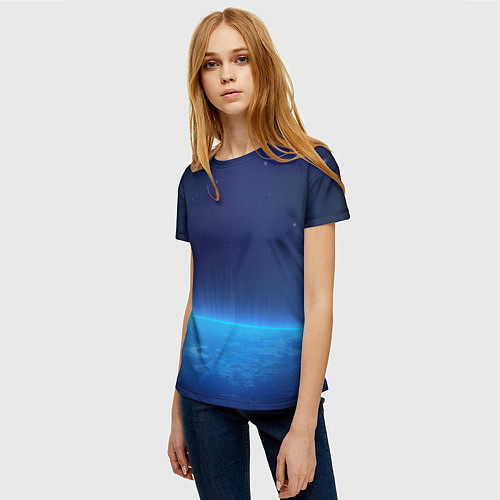 Женская футболка Планета вид из космоса / 3D-принт – фото 3