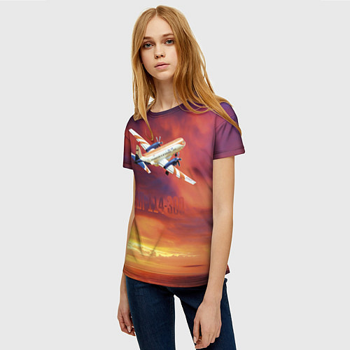 Женская футболка Самолет Ил 114-300 / 3D-принт – фото 3