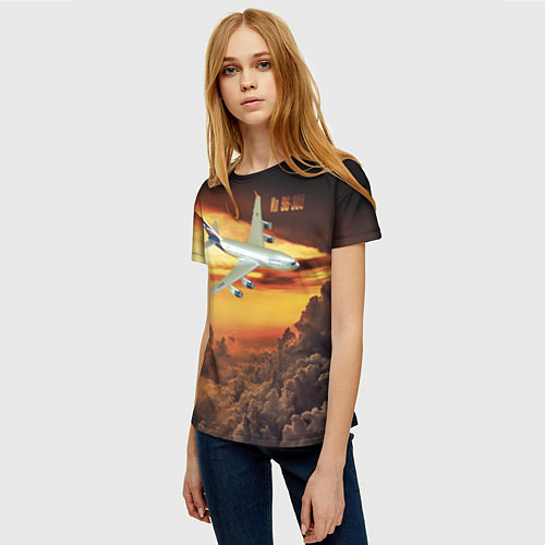 Женская футболка Гражданский самолет Ил 96-300 / 3D-принт – фото 3
