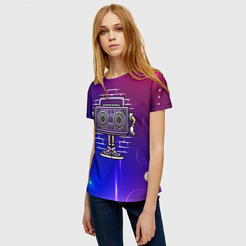 Женская футболка Магнитофон с руками / 3D-принт – фото 3