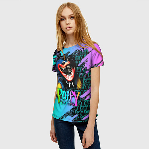 Женская футболка POPPY PLAYTIME HAGGY WAGGY - ПОППИ ПЛЕЙТАЙМ цветно / 3D-принт – фото 3