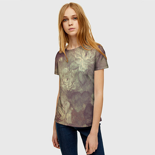 Женская футболка Цветы картина маслом / 3D-принт – фото 3