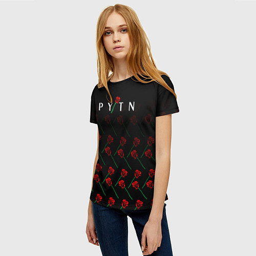 Женская футболка Payton Moormeie pattern rose / 3D-принт – фото 3