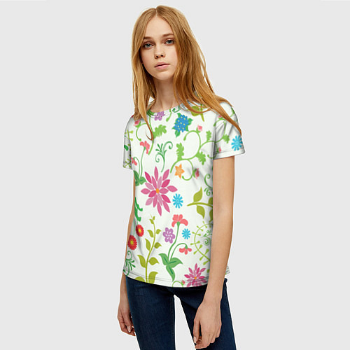 Женская футболка Поле полевых цветов / 3D-принт – фото 3