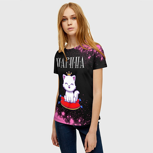 Женская футболка Марина - КОШКА - Брызги / 3D-принт – фото 3