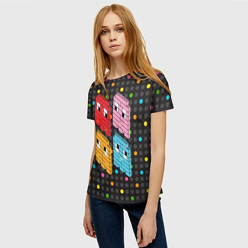 Женская футболка Pac-man пиксели / 3D-принт – фото 3