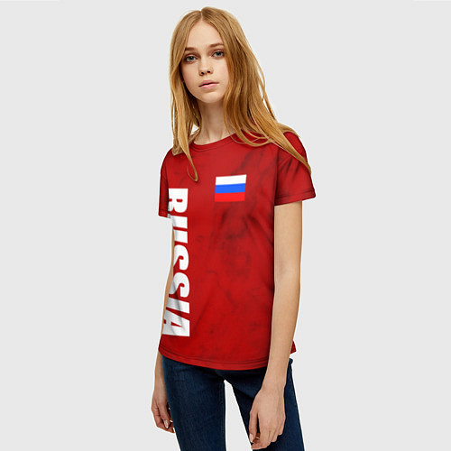Женская футболка RUSSIA - RED EDITION - SPORTWEAR / 3D-принт – фото 3