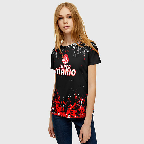 Женская футболка Super mario брызги красок / 3D-принт – фото 3
