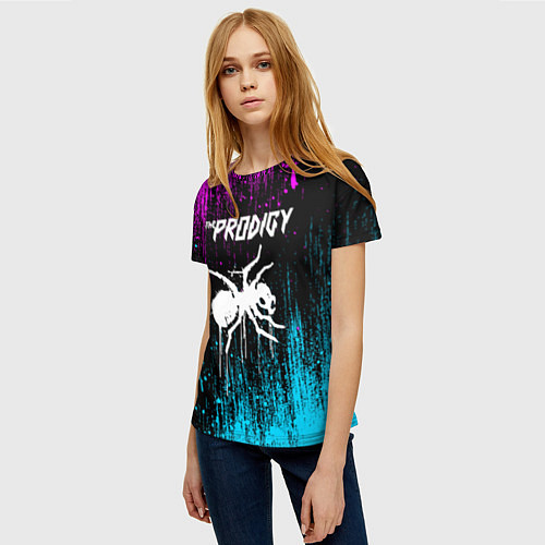 Женская футболка The prodigy neon / 3D-принт – фото 3