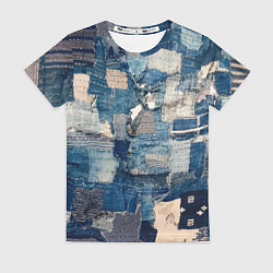 Футболка женская Patchwork Jeans Осень Зима 2023, цвет: 3D-принт