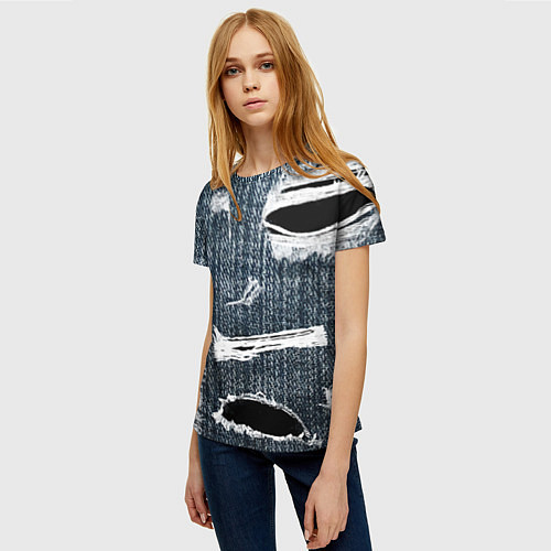 Женская футболка Джинсовое рваньё Fashion trend / 3D-принт – фото 3