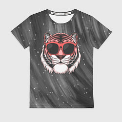 Футболка женская Модный тигр в очках, цвет: 3D-принт