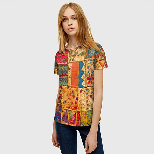 Женская футболка Пэчворк Лоскутное одеяло Patchwork Quilt / 3D-принт – фото 3