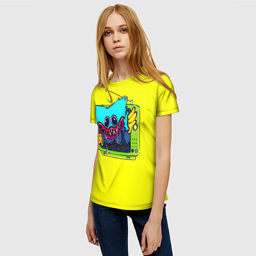 Женская футболка POPPY PLAYTIME HAGGY WAGGY ХАГГИ ВАГГИ В ТЕЛЕВИЗОР / 3D-принт – фото 3