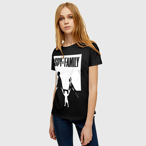 Женская футболка Spy x Family: Семья шпиона черно-белая / 3D-принт – фото 3