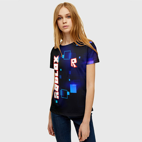 Женская футболка ROBLOX неоновые кубики / 3D-принт – фото 3