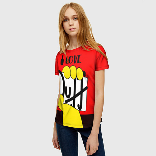 Женская футболка Love Duff / 3D-принт – фото 3