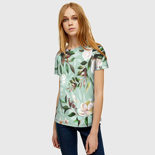 Женская футболка Цветы Мятный Сад / 3D-принт – фото 3