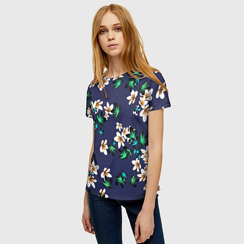 Женская футболка Цветы Узор Дицы / 3D-принт – фото 3