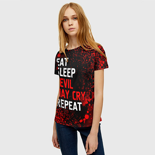 Женская футболка Eat Sleep Devil May Cry Repeat Арт / 3D-принт – фото 3