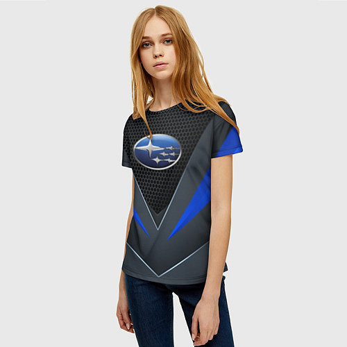 Женская футболка Спортивная броня Subaru / 3D-принт – фото 3
