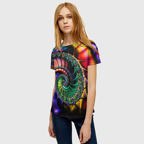 Женская футболка Красочная фрактальная спираль Colorful fractal spi / 3D-принт – фото 3