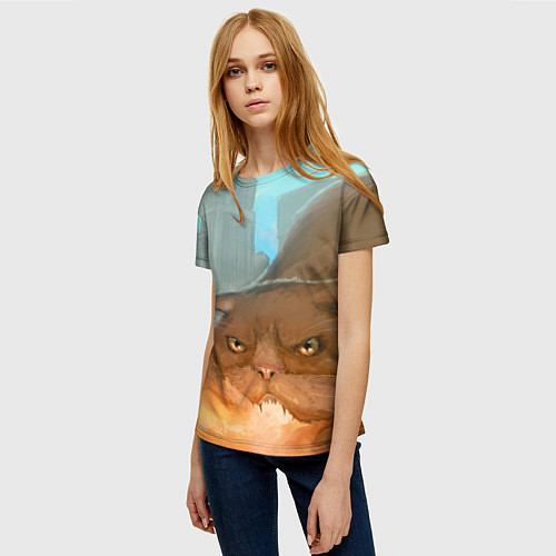 Женская футболка Огнедышащий Котярыч / 3D-принт – фото 3