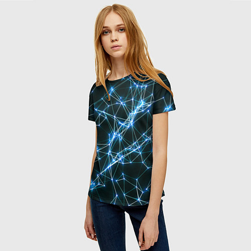 Женская футболка Нейронная сеть - фон / 3D-принт – фото 3