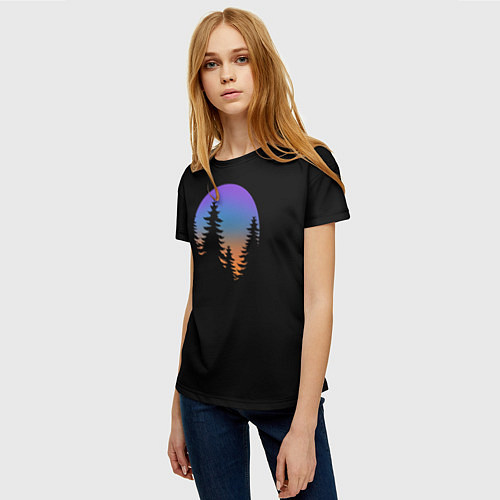 Женская футболка Лес в ночной тишине / 3D-принт – фото 3