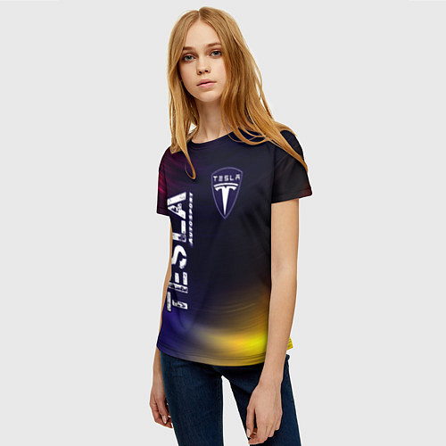 Женская футболка ТЕСЛА Tesla Autosport Звезды / 3D-принт – фото 3