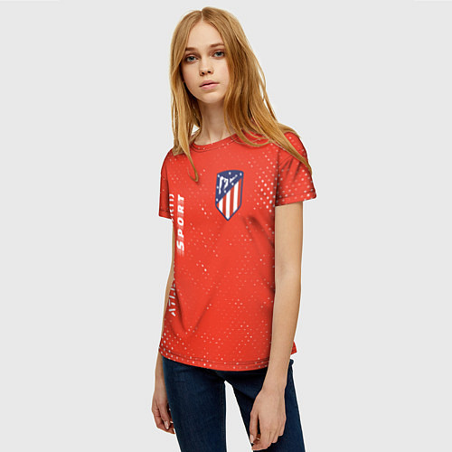 Женская футболка АТЛЕТИКО Atletico Madrid Sport Гранж / 3D-принт – фото 3