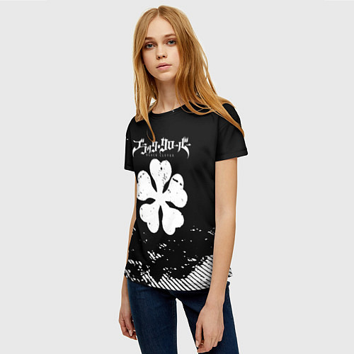 Женская футболка Белый логотип black clover чёрный клевер / 3D-принт – фото 3