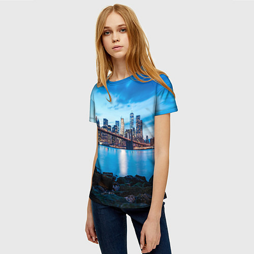 Женская футболка Закат в мегаполисе / 3D-принт – фото 3