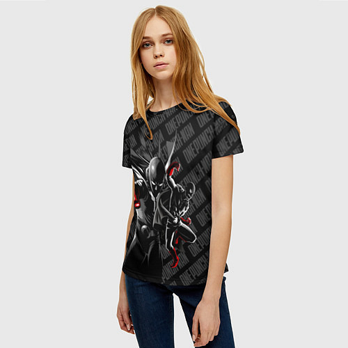 Женская футболка Ванпанчмен в черных тонах / 3D-принт – фото 3